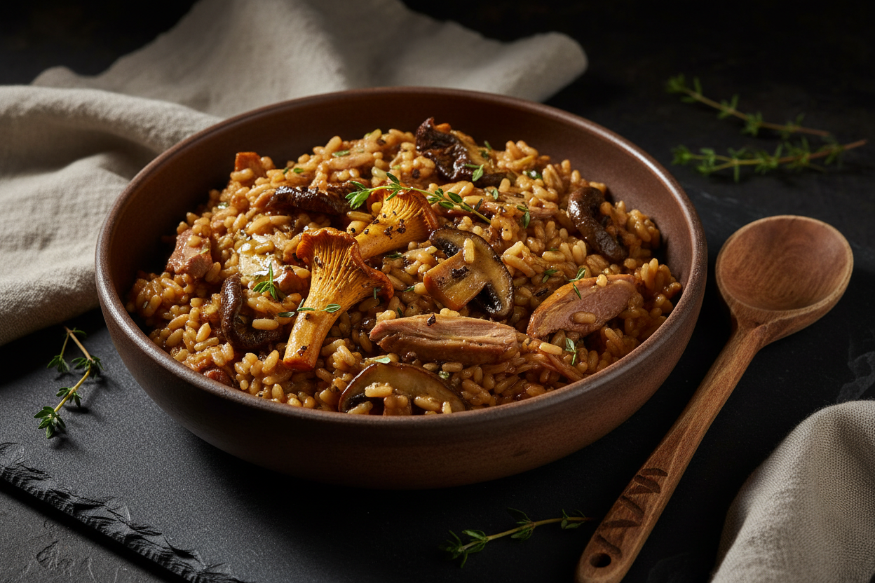 Arroz Meloso de Pato y Setas de Bosque